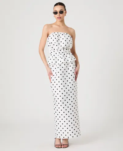 French Connection Polka Dot Strapless Peplum Top In White