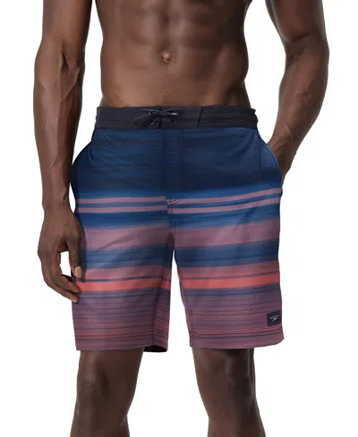 Speedo Men's Onshore Bondi Basin Ombre Stripe Drawstring 9" Boardshorts In Blue