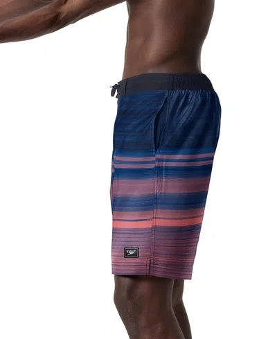 Speedo Men's Onshore Bondi Basin Ombre Stripe Drawstring 9" Boardshorts In Blue