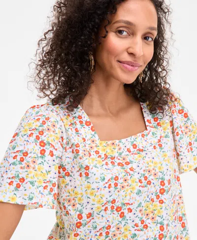 Style & Co Petite Square-neck Top, Exclusively At Macy's