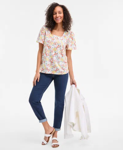 Style & Co Petite Square-neck Top, Exclusively At Macy's