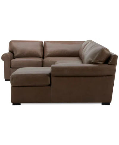 Macy's Nevio 157" 6-pc. Leather Sectional With 2 Power Recliners, Headrests And Chaise, Created For