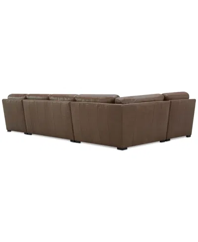 Macy's Nevio 157" 6-pc. Leather Sectional With 2 Power Recliners, Headrests And Chaise, Created For