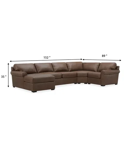 Macy's Nevio 157" 6-pc. Leather Sectional With 2 Power Recliners, Headrests And Chaise, Created For