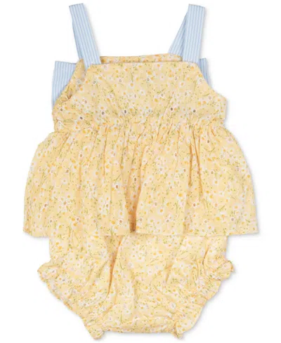 Rare Editions Baby Girls Daisy-print Eyelet Romper & Headband, 2 Piece Set