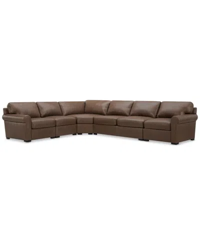 Macy's Radley 148" 5-pc. Leather Wedge L Shape Modular Sectional, Created For