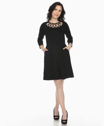 White Mark Plus Size Short Sleeve Crisscross Neck A-line Dress