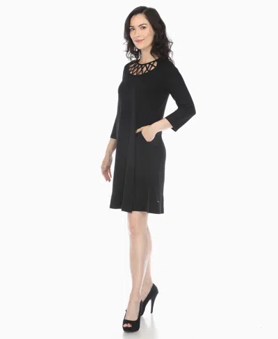White Mark Plus Size Short Sleeve Crisscross Neck A-line Dress