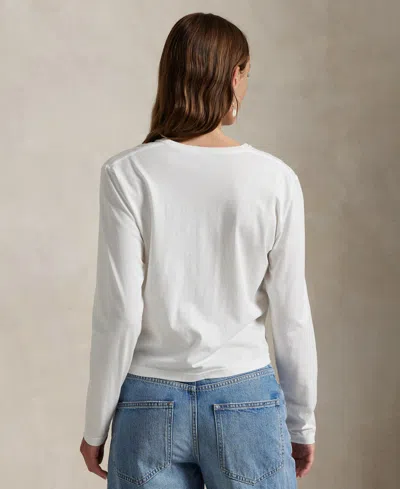 Polo Ralph Lauren Long Sleeve Cotton Crop Top In White