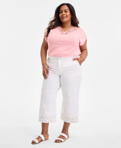 Style & Co Plus Size High-rise Wide-leg Crop Jeans, Exclusively At Macy's