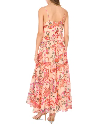 Msk Women's Printed Sleeveless Tiered Maxi Dress