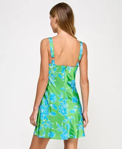 City Studios Juniors' Floral-print Tie-front A-line Dress