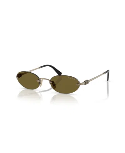 Miu Miu Womens Gold A54s Oval-frame Metal Sunglasses