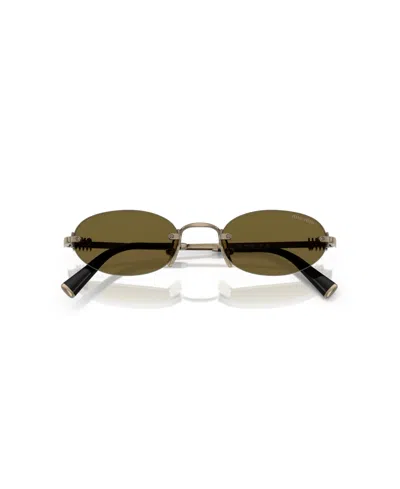 Miu Miu Womens Gold A54s Oval-frame Metal Sunglasses