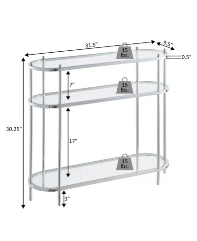 Convenience Concepts 9.5" Royal Crest 3 Tier Glass Oval Entryway Hall Table