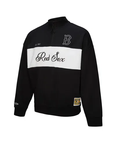 Mitchell & Ness Women's Black Boston Red Sox Quarter-zip Pullover Top In Black