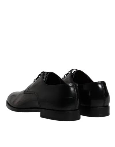 Dolce & Gabbana Black Calfskin Leather Derby Lace Up Formal Dress Men's Shoes