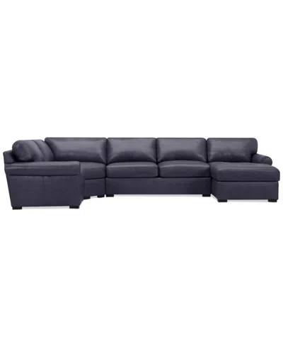 Macy's Radley Roll Arm 152" 4-pc. Leather Wedge Corner Chaise Sectional, Exclusively At