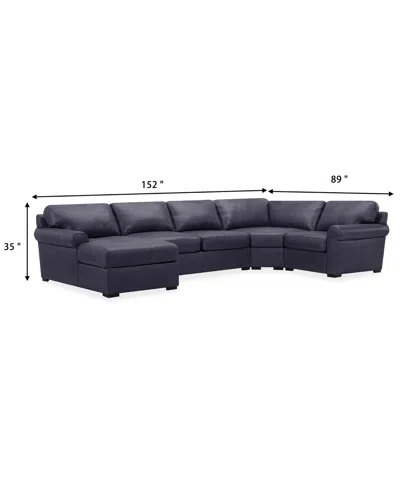 Macy's Radley Roll Arm 152" 4-pc. Leather Wedge Corner Chaise Sectional, Exclusively At