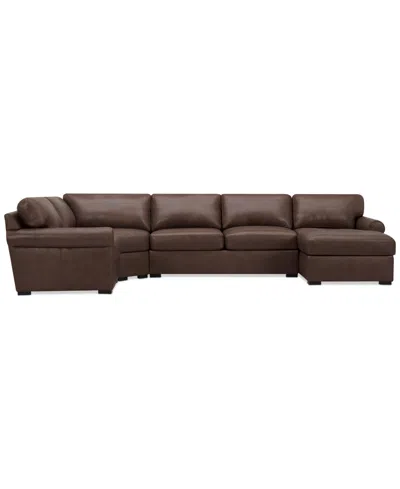 Macy's Radley Roll Arm 152" 4-pc. Leather Wedge Corner Chaise Sectional, Exclusively At