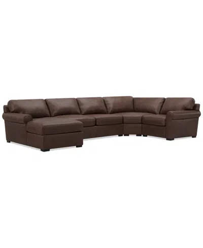 Macy's Radley Roll Arm 152" 4-pc. Leather Wedge Corner Chaise Sectional, Exclusively At