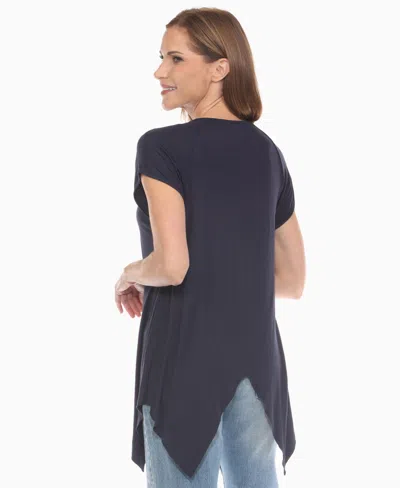 White Mark Women's Beaded Angled Hem Knit Top