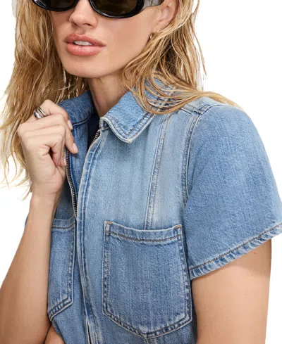 Good American Womens Indigo786 Fit For Success Belted Denim-blend Jumpsuit Xs In Blue