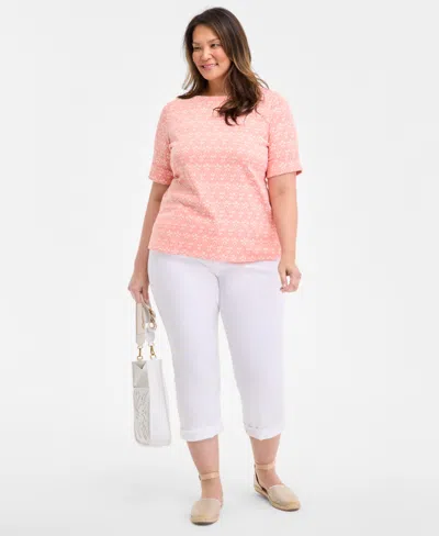 Style & Co Plus Size Printed Crewneck Top, Exclusively At Macy's