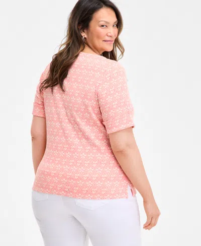 Style & Co Plus Size Printed Crewneck Top, Exclusively At Macy's