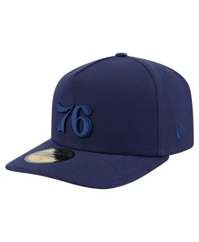 New Era Men's Navy Philadelphia 76ers Colorpack A-frame Pinch Front 59fifty Fitted Hat