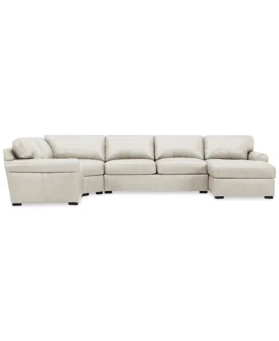 Macy's Radley Roll Arm 152" 5-pc. Leather Wedge Corner Chaise Sectional, Exclusively At
