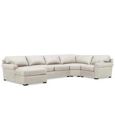 Macy's Radley Roll Arm 152" 5-pc. Leather Wedge Corner Chaise Sectional, Exclusively At