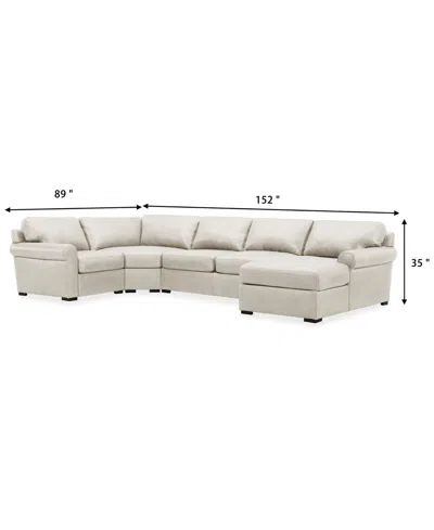 Macy's Radley Roll Arm 152" 5-pc. Leather Wedge Corner Chaise Sectional, Exclusively At