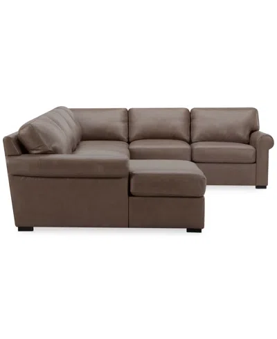 Macy's Radley Roll Arm 132" 6-pc. Leather Square Corner Chaise Sectional, Exclusively At