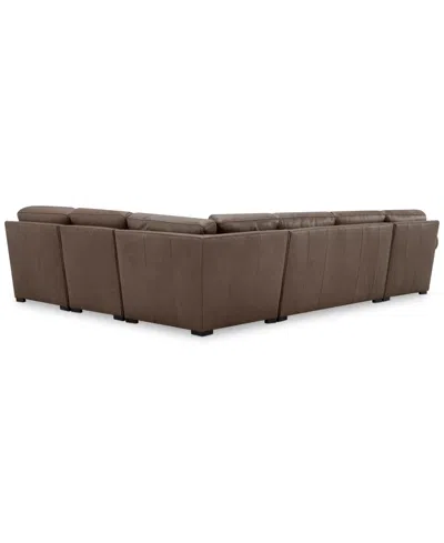 Macy's Radley Roll Arm 132" 6-pc. Leather Square Corner Chaise Sectional, Exclusively At