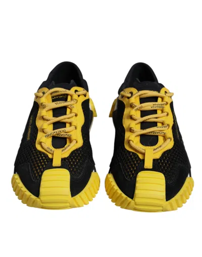 Dolce & Gabbana Black Yellow Low Top Ns1 Sneakers Men's Shoes