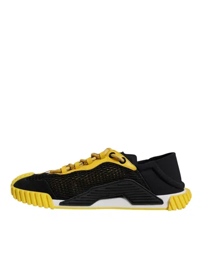 Dolce & Gabbana Black Yellow Low Top Ns1 Sneakers Men's Shoes