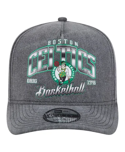 New Era Men's Charcoal Boston Celtics Throwback Washed Pre-curved 9fifty Snapback Hat