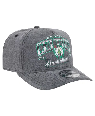 New Era Men's Charcoal Boston Celtics Throwback Washed Pre-curved 9fifty Snapback Hat
