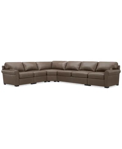 Macy's Radley 148" 5-pc. Leather Wedge L Shape Modular Sectional, Created For