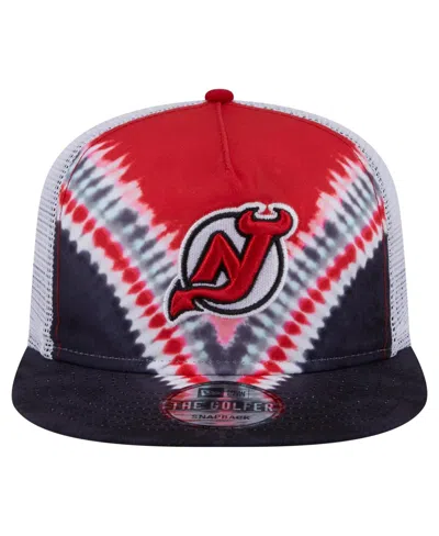 New Era Men's Black/red New Jersey Devils Throwback V-dye Adjustable Golfer Hat