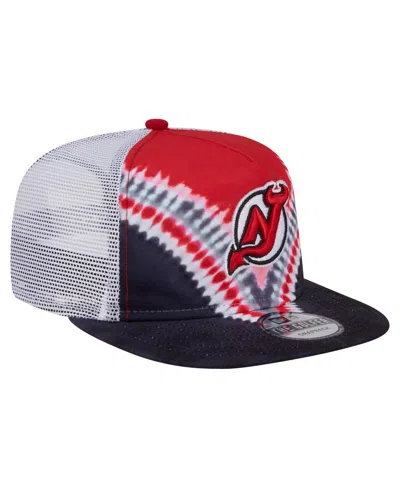 New Era Men's Black/red New Jersey Devils Throwback V-dye Adjustable Golfer Hat