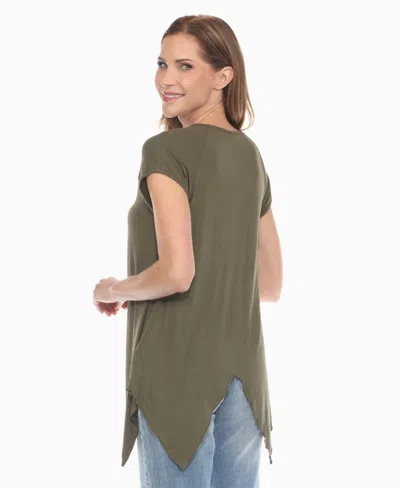 White Mark Women's Beaded Angled Hem Knit Top In Green