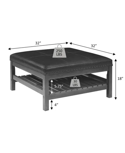 Convenience Concepts 32" Designs4comfort Silverton Coffee Table Cocktail Ottoman With Storage Shelf
