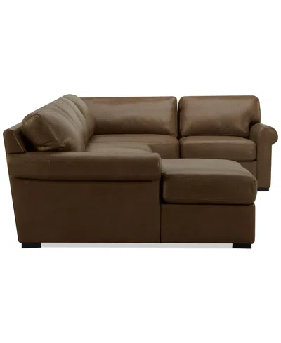 Macy's Nevio 157" 6-pc. Leather Sectional With 2 Power Recliners, Headrests And Chaise, Created For