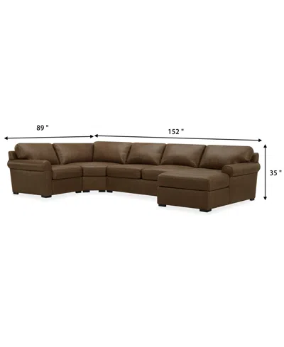 Macy's Nevio 157" 6-pc. Leather Sectional With 2 Power Recliners, Headrests And Chaise, Created For