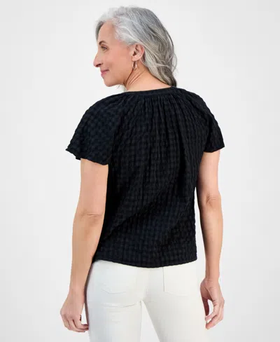 Style & Co Petite Paisley Bloom Flutter-sleeve Popover Top, Exclusively At Macy's