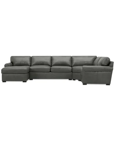 Macy's Radley Roll Arm 152" 5-pc. Leather Wedge Corner Chaise Sectional, Exclusively At
