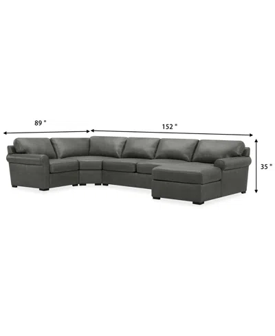 Macy's Radley Roll Arm 152" 5-pc. Leather Wedge Corner Chaise Sectional, Exclusively At