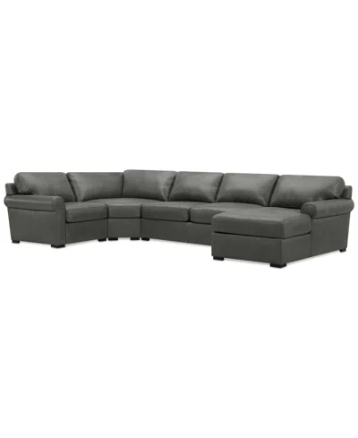 Macy's Radley Roll Arm 152" 5-pc. Leather Wedge Corner Chaise Sectional, Exclusively At